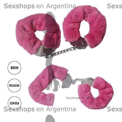 Esposas de metal con peluche fucsia